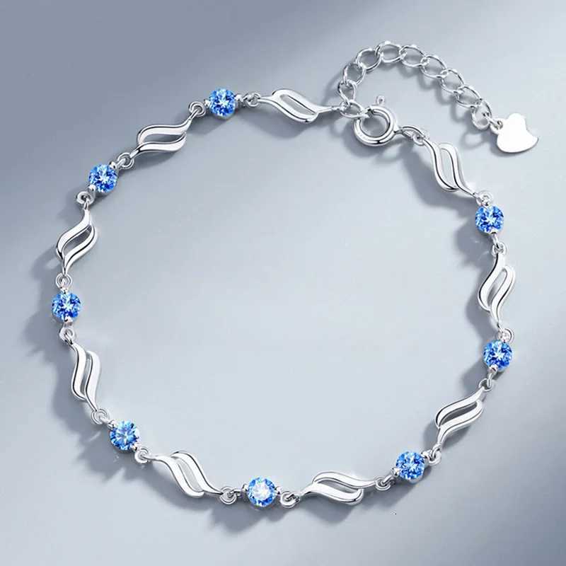 925 Sterling Silver Blue Crystal Bracelets for Women Korean Designer Hollow Adjustable Bracelets Luxury Party Jewelry Gift XJ250804