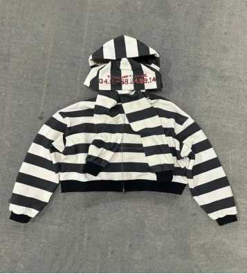2 High Street Harajuku Black and White Stripe Splicing Loose Long Sleeve Y2K Top Casual Loose Retro Sports Couple Zipper Hoodie L250804