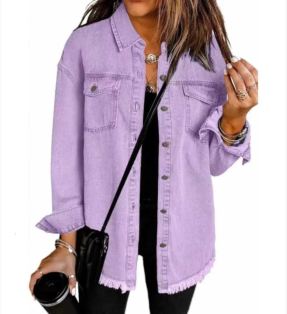 Women Denim Shirt Full Length Jackets Single Breasted Outerwear High Street Washing Cardigan with Pockets Loose Coat Z250804