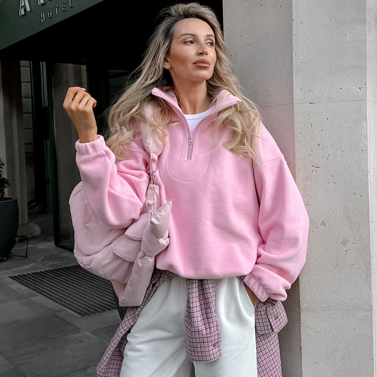 Free Shipping Designer Hoodie For Autumn And Winter In Europe And America, New Lamb Wool Loose Collar Pullover, 2025 Fashionable Wool Women's C