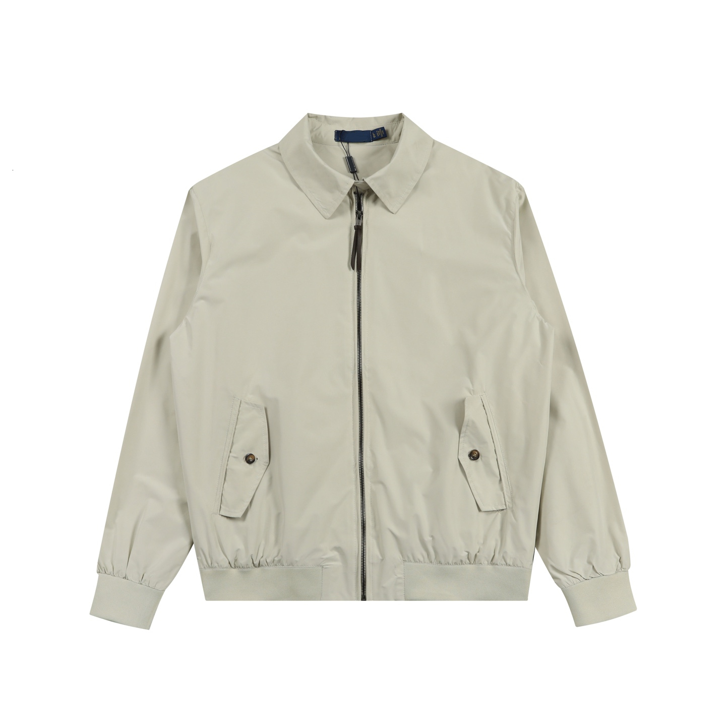 Mens Vintage Small Horse Embroidered Coat Lightweight Fashion Jacket Khaki Work Style Lapel Collar Zip Up Streetwear Designer Outerwear for Daily