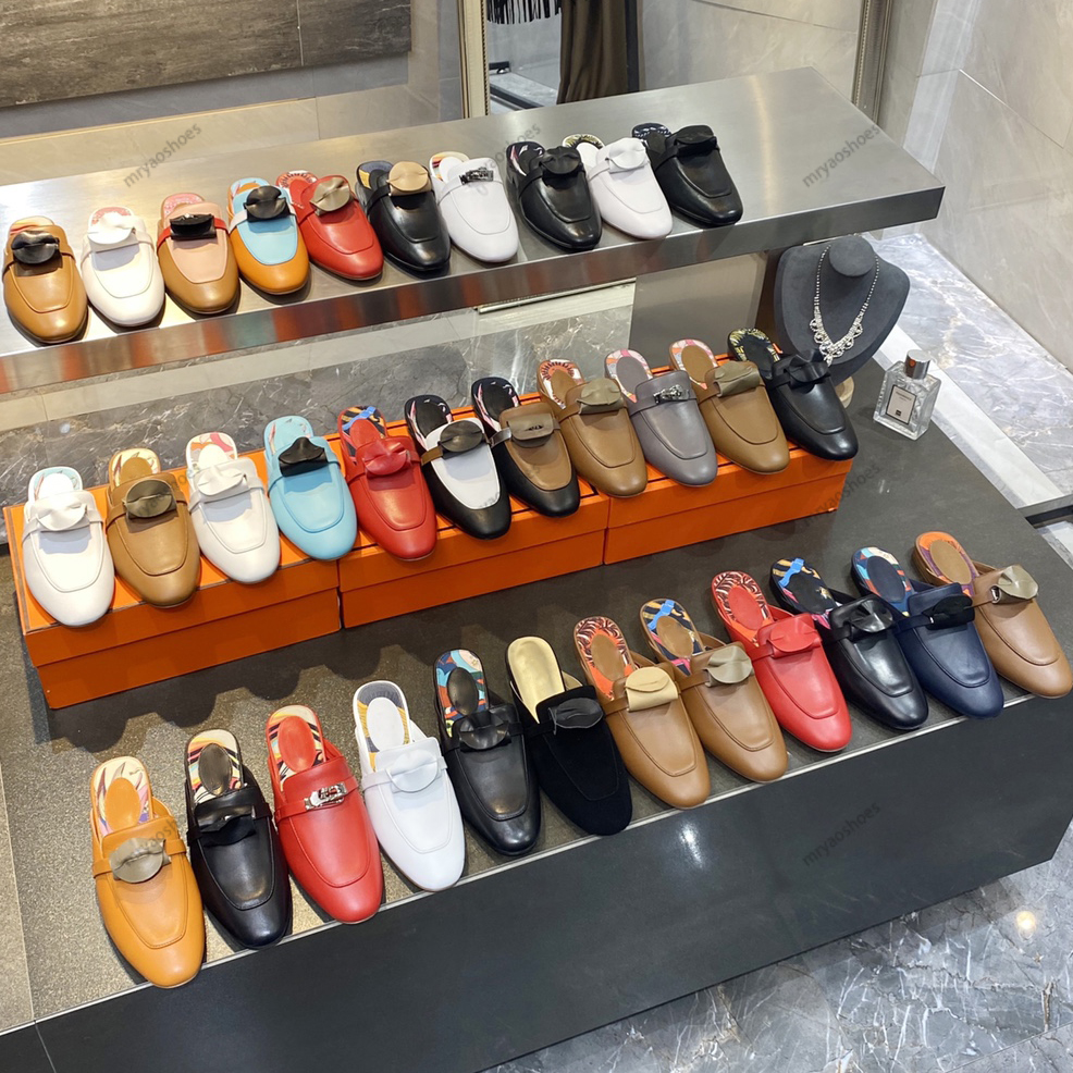 10A Muller Scuffs Slippers For Women Designers Top Quality Genuine Leather Fashion Lady Flats Factory Footwear Dress Shoes 34-42 With Box Famous Lux