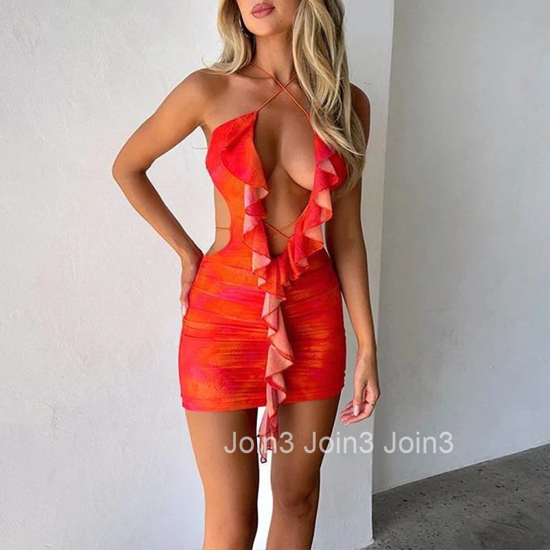 Sexy Dress Women Summer New Sleeveless Black Backless Hollow Out Slim Dress Bandage Aesthetic Club Elegant Party Mini Dresses
