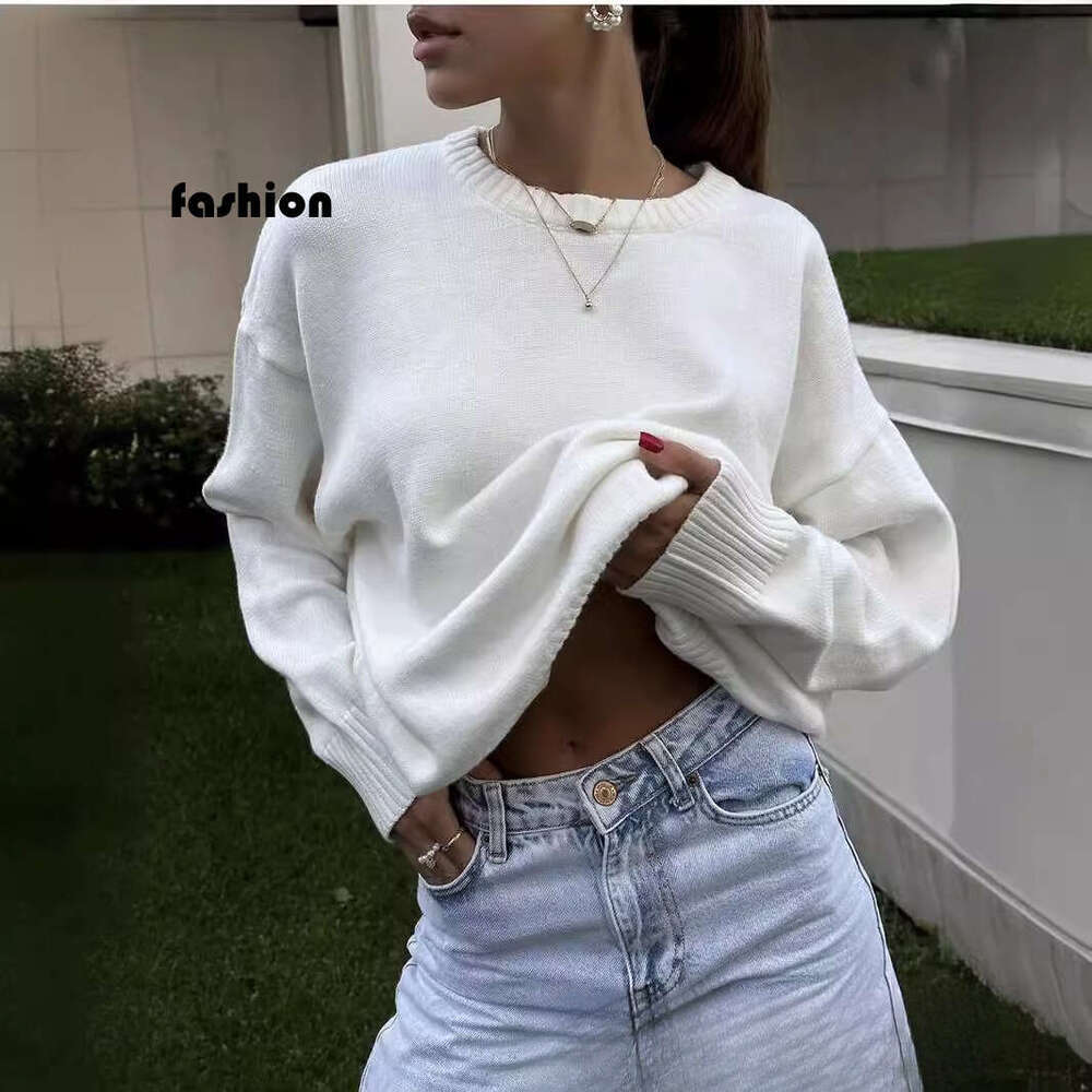 Russian Solid Color Round Neck Sweater For Women New Style Soft Knitted Basic Top B5 b7