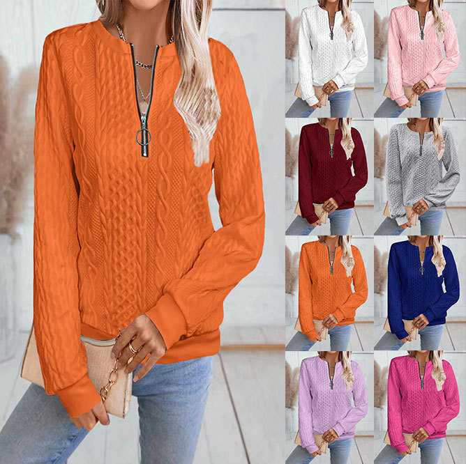 Free Shipping Designer Hoodie 2025 Autumn/winter Foreign Trade New Casual Zipper Collar Long Sleeved Sportswear Women's T-shirt