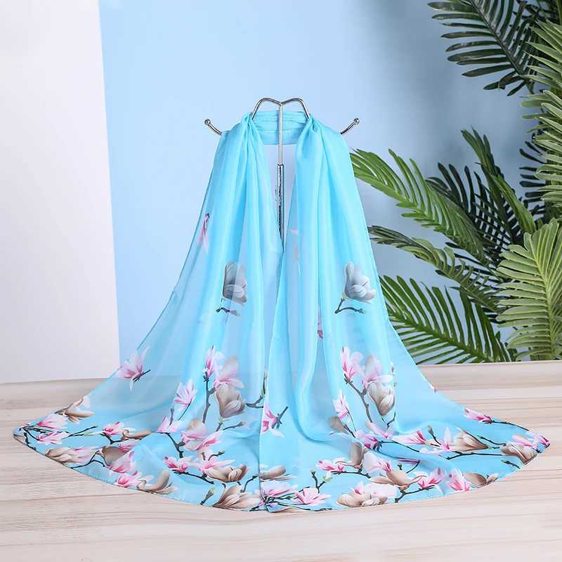 Brand New Chiffon Scarf Wen Spring Summer Silk Scarves Thin Flower Shawls And Wraps Foard Print Hijab Stoles X250804