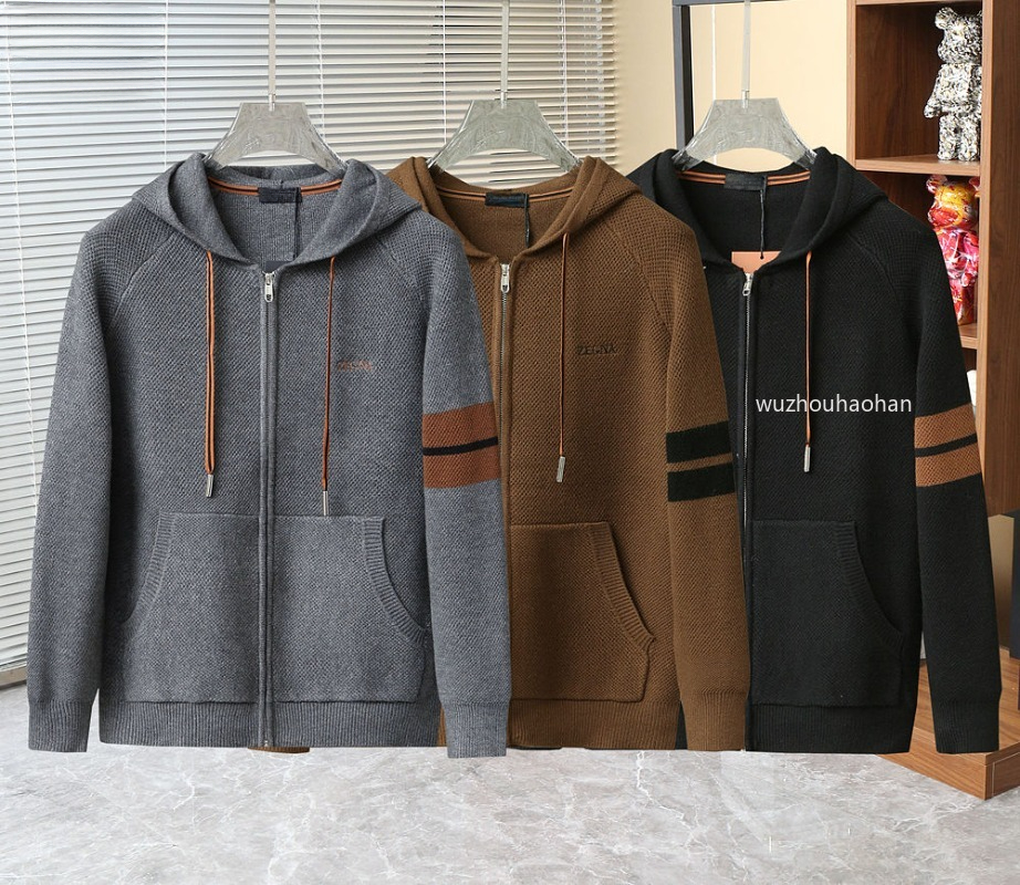Designer Sweater Men Autumn and Winter Long Sleeve Hooded Sweater Zipper Cardigan Knitted Coat ZG1289