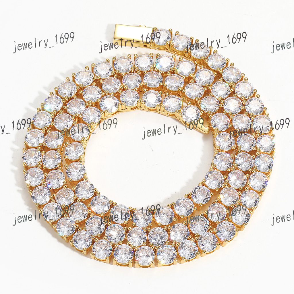 Wholesale Hip Hop Jewelry White Gold Plated Cuban Chain Iced Out Cz Tennis Diamond Cuban Link Cuban Necklace