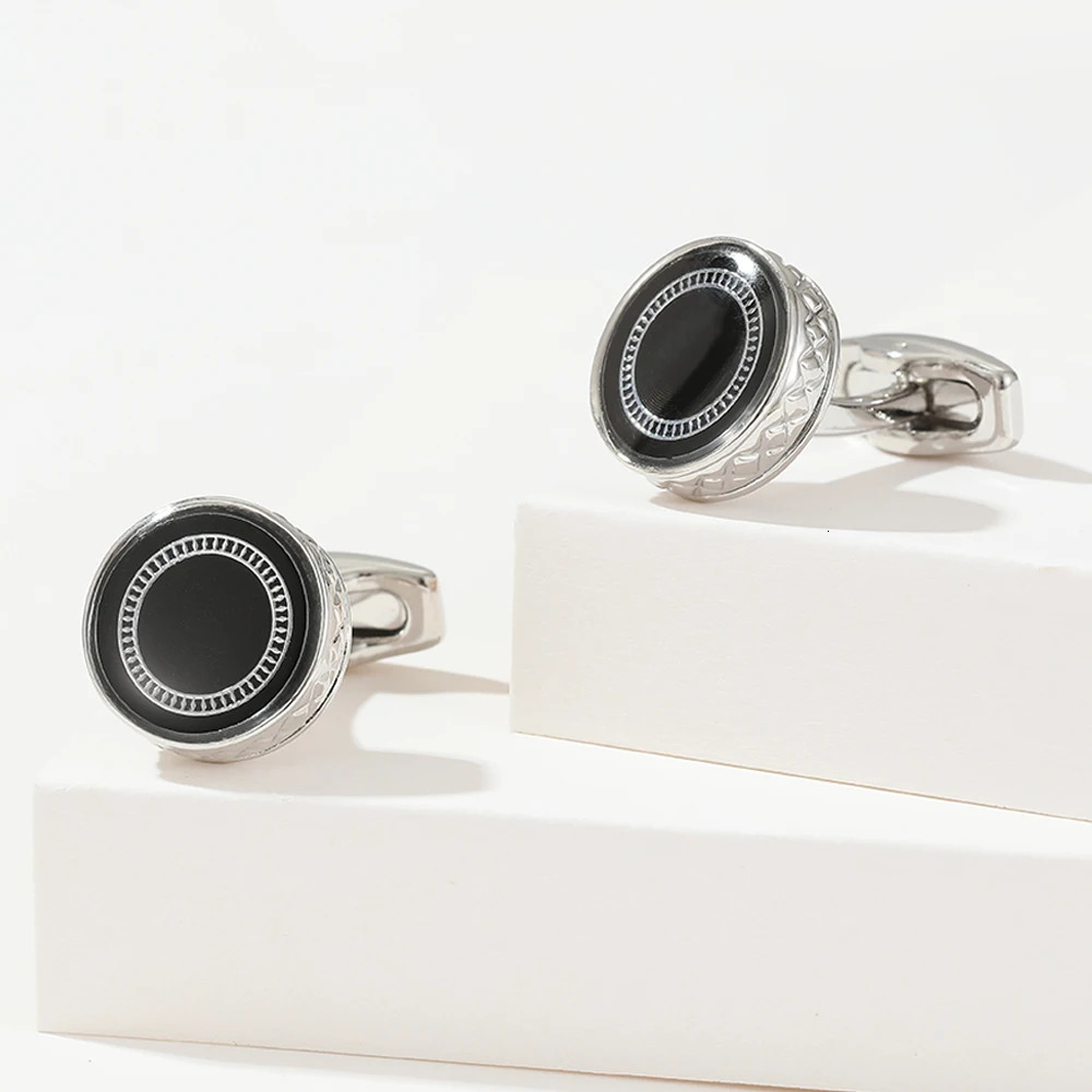 Cufflinks Black and Silver Color TOMYE XK22S011 Personalized Round Formal Shirt Cuff Links for Men Wedding Gifts Buttons Jewelry 250730