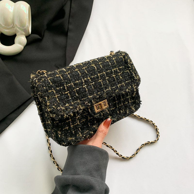 New Fashionable Wool Plaid Women's Crossbody Bag Free Shipping Designer Luxury Fashion Chain Shoulder Bag Personalized Small Square Bag Casual