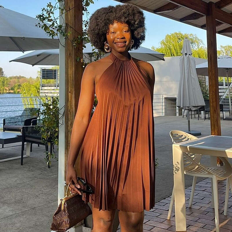 New Plus Size Summer Women's Solid Color Short Dress B5