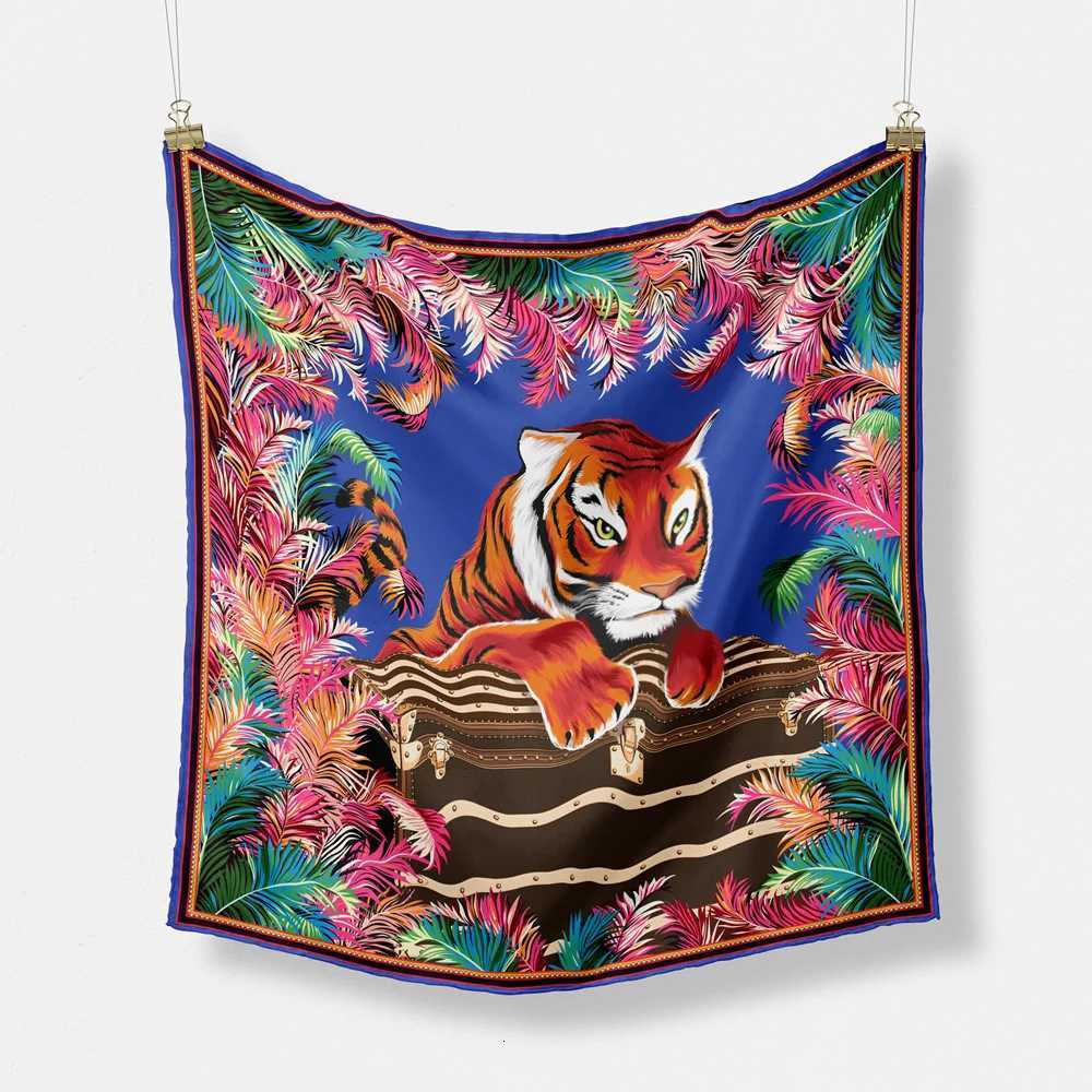 2024 New Brand Design Jungle Tiger Silk Scarf Fashion Wen Scarf Small Square Scarves Neck Tie Band Neckerchief X250804