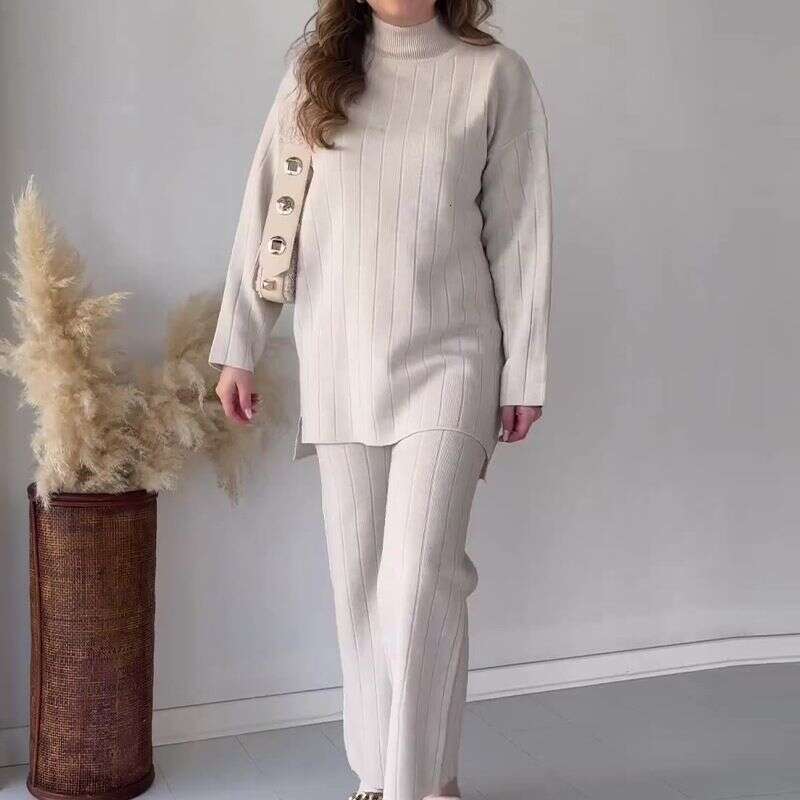 Women's Clothing Fashion Solid Color Round Neck Mid-Length Casual Loose Sweater Suit