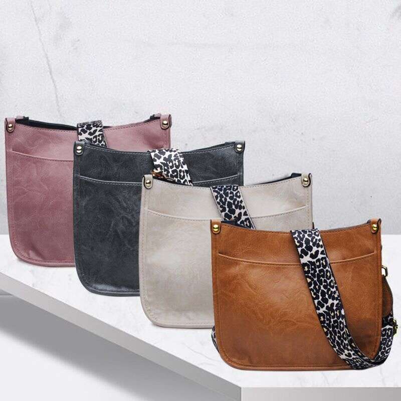 2023 New PU Solid Color Crossbody European and American Leopard Fashion Shoulder Cross-border Retro Women's Bag