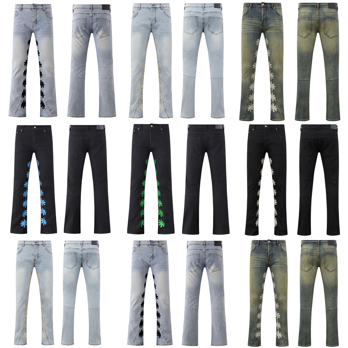 LOSTSHDWS JEANS designer jeans for mens pants flared jeans jean skinny jeans black straight leg zipper fly embroidery casual wear streetwear daily o