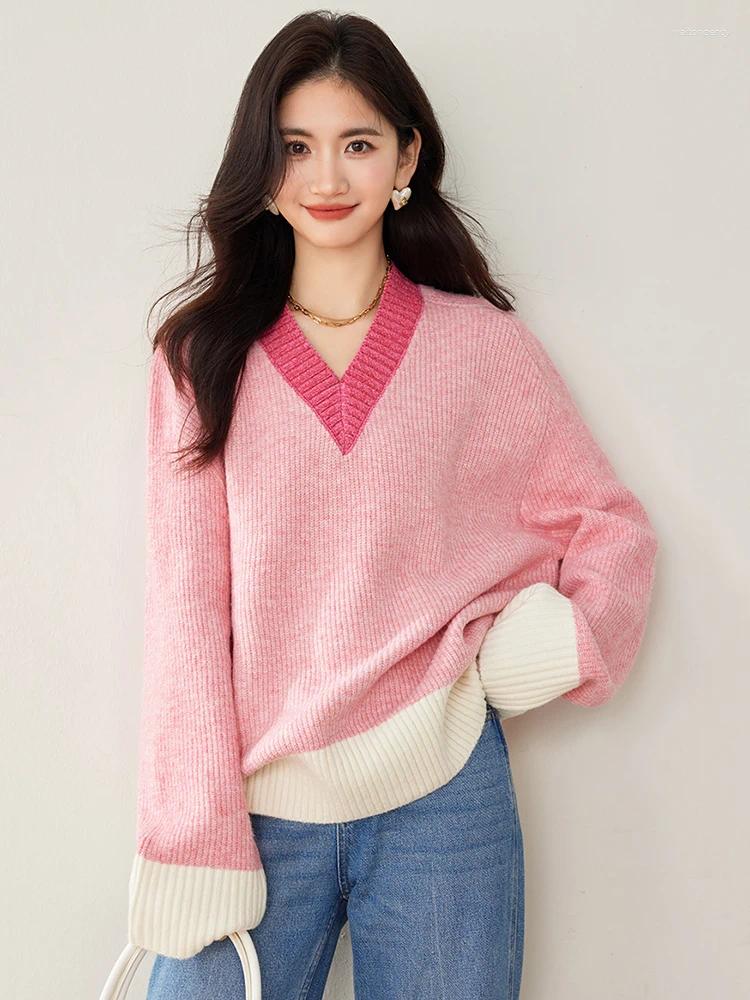 Women's Sweaters Loose V-neck Sweater Women 2025 Autumn Winter Casual Versatile Fashion Knit Pullovers Lazy Style Knitted