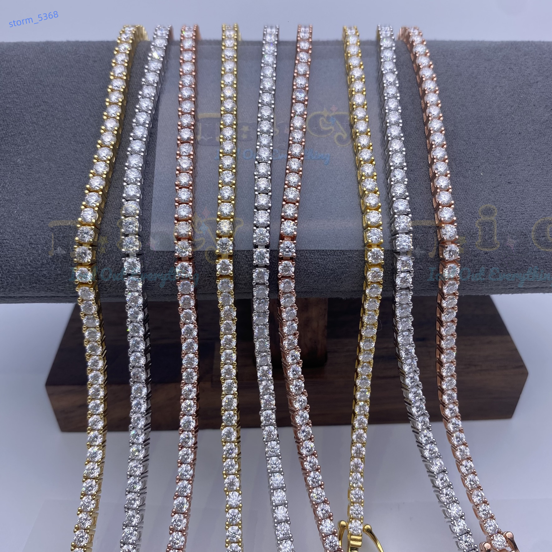 Sliver Moissanite Tennis Necklace 925 Sterling VVS Diamond Moissanite 3mm Hip Hop Style Pass Diamonds Tester Test