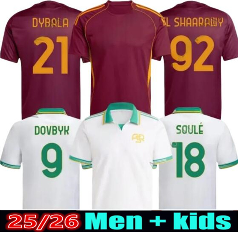 25 26 men kids soccer jerseys football shirt 24 25 26 ROMA ABRAHAM PAREDES DYBALA MANCINI E. LE FEE ZALEWSKI EL SHAARAWY ROME kids football Kits-image-925160682