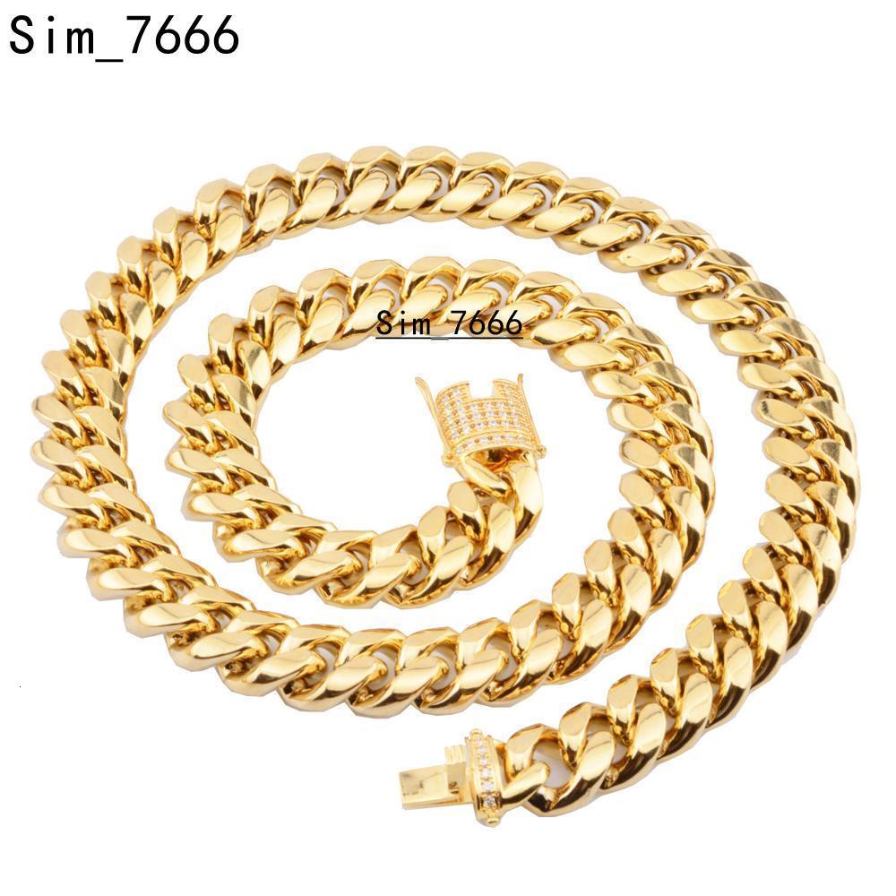 2019 Dubai Brazil Italian Gold Chain New Cuban Link Chain 316L Stainless Steel Gold Plating Heavy Mens Gold Filled Cuban Chain