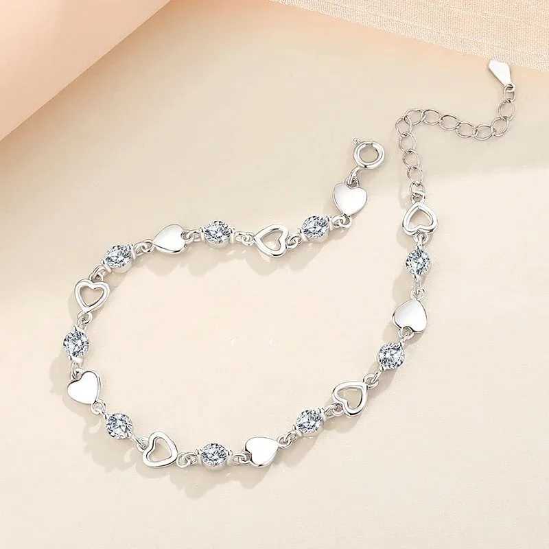 925 Sterling Silver Heart Shaped Bracelet for Women Retro Korean Versatile Zircon Charm Bracelets Original Party Jewelry Gifts XJ250804