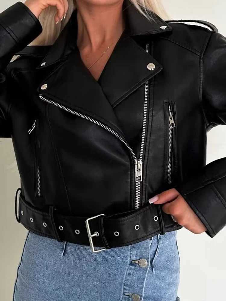 European and American rETRO leaTHer jaCKet for women autumn and winter short tops for women small motorcycle PU leaTHer Z250804