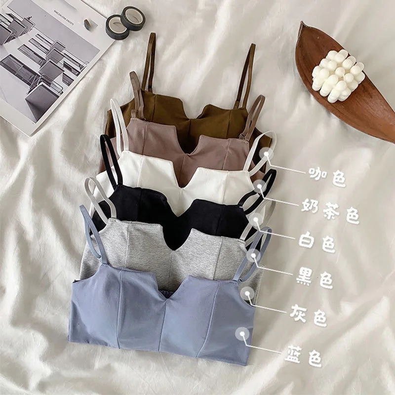 Womens Bra Push Up Summer Underwear Soft Cropped Tops Solid Color Bralette Girls Elastic Tank Top Female No Rims Lingerie Vest 250724
