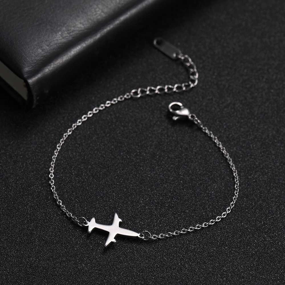 Skyrim Plane Charm Bracelet Stainless Steel Aircraft Airplane Adjustable Chain Bracelets in Hand Pulsera Jewelry Gift for Women XJ250804