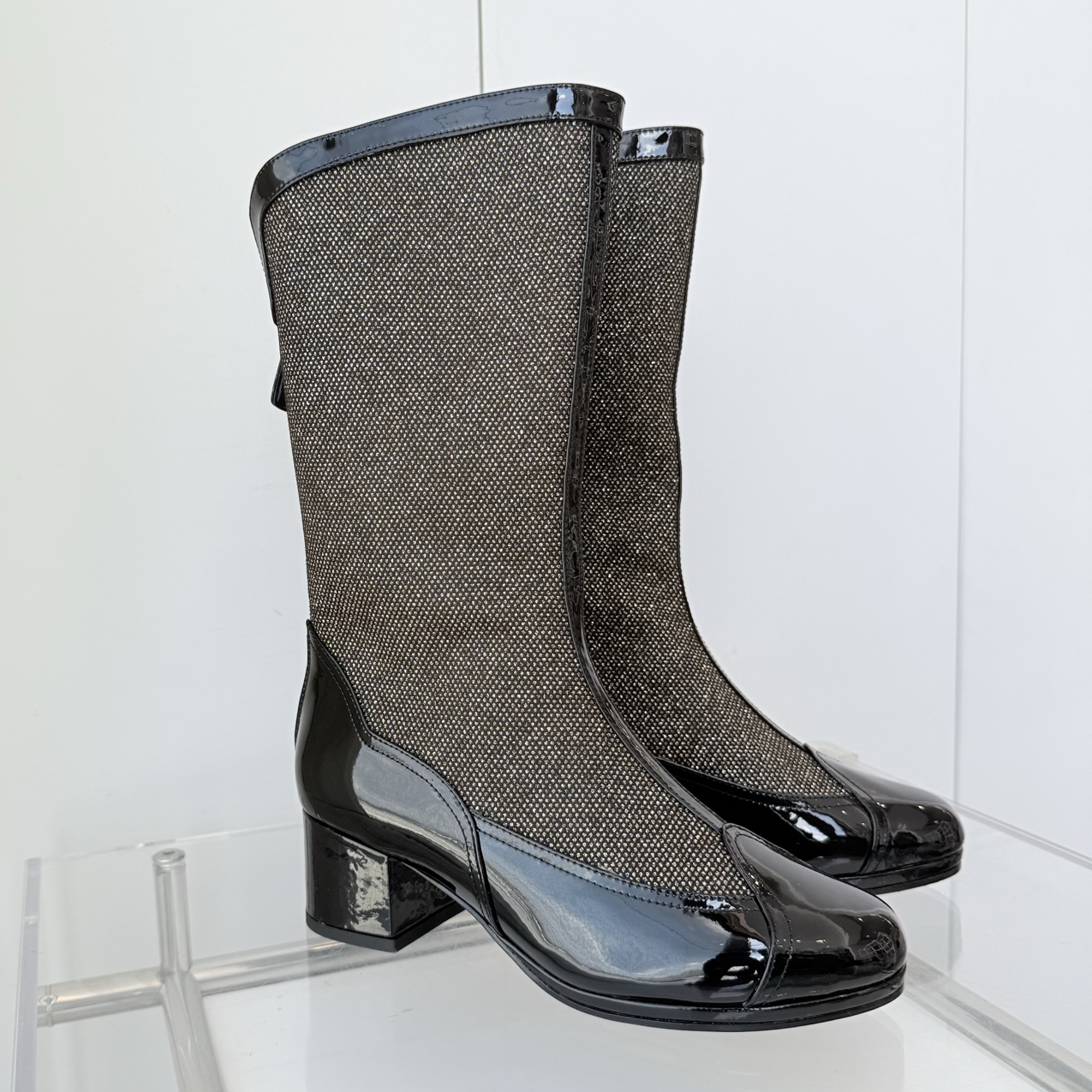 Designer women Chunky Heel Half Boots High quality luxury Genuine Leather Knight Boots Pull on Almond Shaped Toes Fashion simple Factory footwear