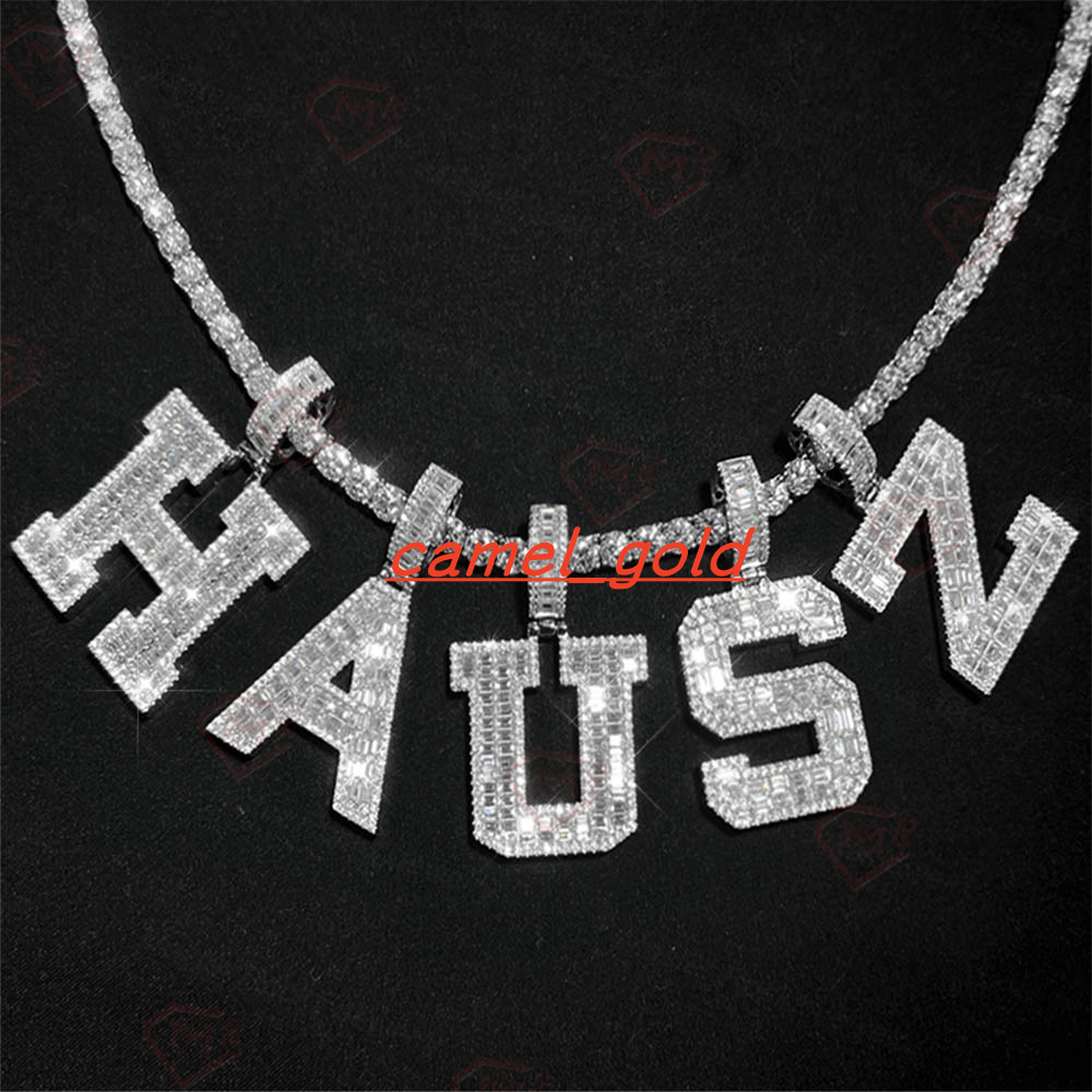 Pass Diamond Tester Custom Moissanite Pendant Letter Initial 925 Sterling Silver Iced Out Hiphop VVS Moissanite Pendant