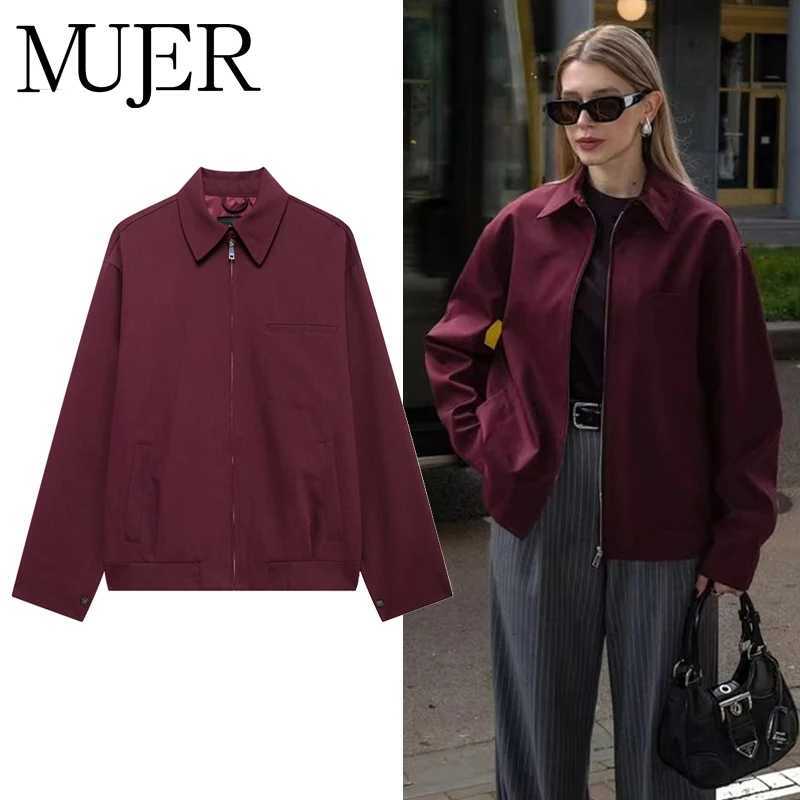 Women Zipper Bomber Jackets for Women Fall Outerwear Overcoat Female Long Sleeve Loose Jacket Women Coats Retro Womens Jacket Z250804