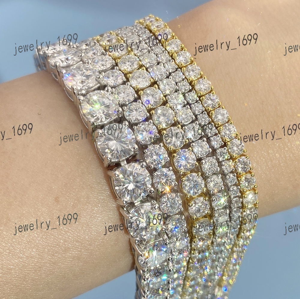 Fast Delivery Hot Sale 3/4/5mm VVS Moissanite Tennis Bracelet Chain Pass Diamond Tester 925 Sterling Silver Bracelets