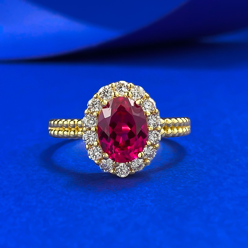 Choucong Ins Top Sell Wedding Rings Luxury Jewelry Genuine 100% 925 Sterling Silver Oval Cut Ruby CZ Diamond Gemstones Elegant Women Eternity Women