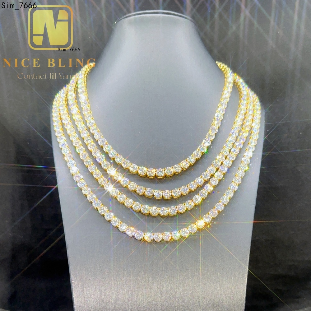 PASS Diamond Tester Iced Out Moissanite Diamond Hip Hop Jewelry Tennis Chain 925 Silver 3mm Tennis Necklace Bracelet
