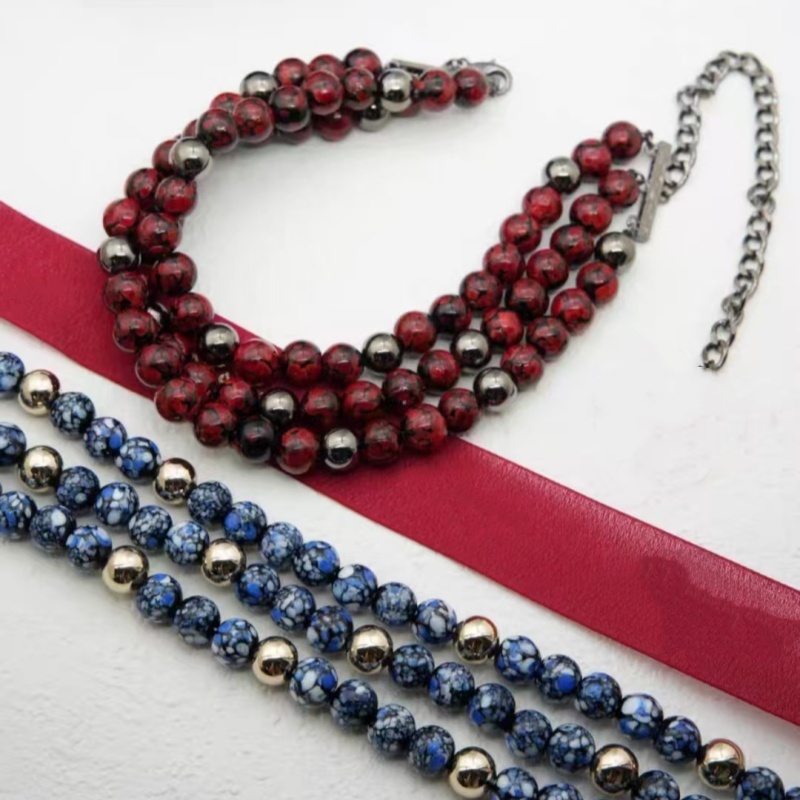 Designer Charms Women Luxury Necklace Jewelry Yellow Gold Plated Red Blue Beans Chain Necklaces Brooch For Friends Nice Gift