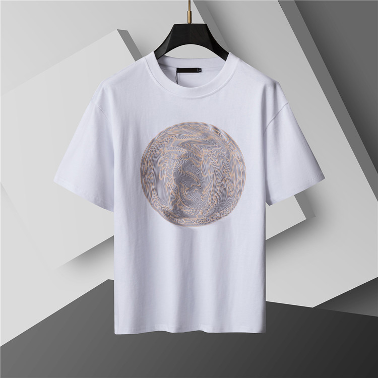 Fashionable men's T-shirt, round-neck pullover, letter short-sleeved T-shirt, diamond pattern, printed shirt, summer casual short-sleeved shirt