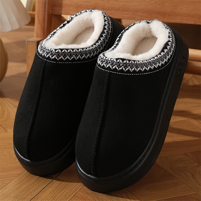 Home Soft Plush Slippers Women Winter Thick Bottom Non-Slip Home Cotton Shoes Woman Slides Plus Size 45 Warm Couple Slippers 250804