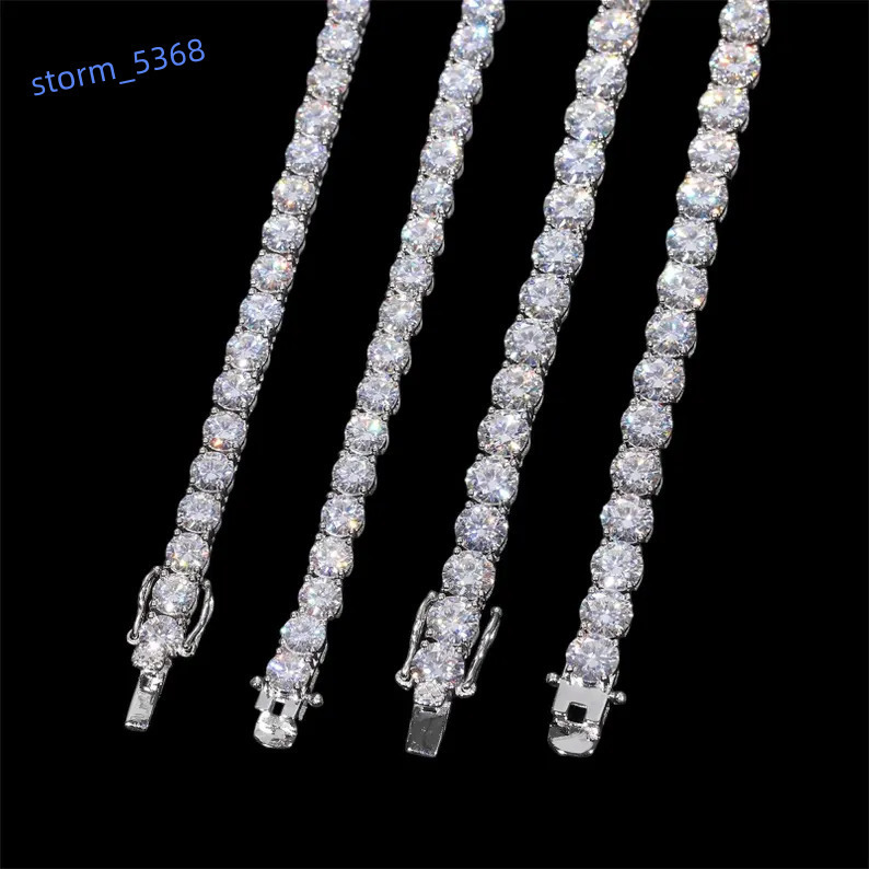 High Quality Wholesale Price 4mm 5mm Tennis Chain VVS1 Moissanite Diamond Pass Diamond Test Hip Hop S925 Tennis Chain Necklace