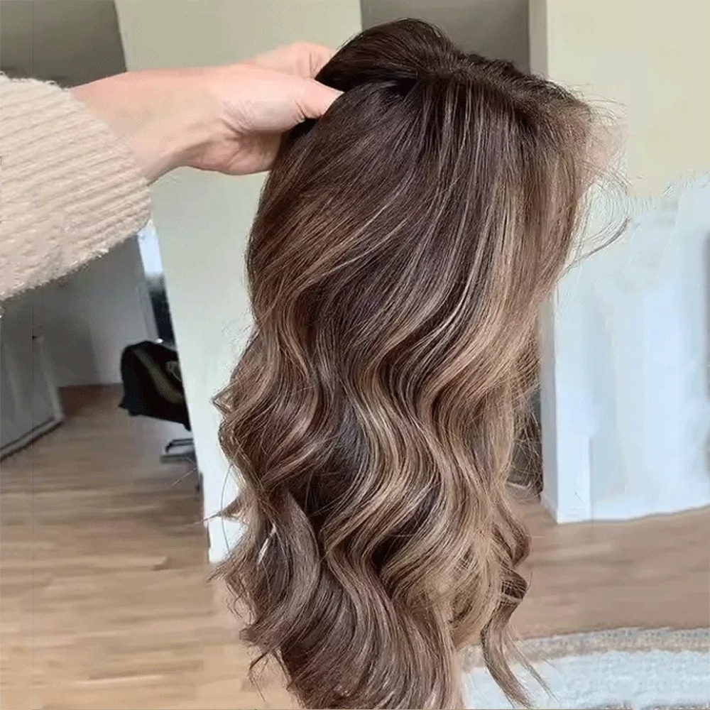 Chocolate Brown Lace Front Wig Body Wear 13x4 Synthetic Lace Wigs Pre Plucked 26inch Glueless Highlight Wig For Black Women