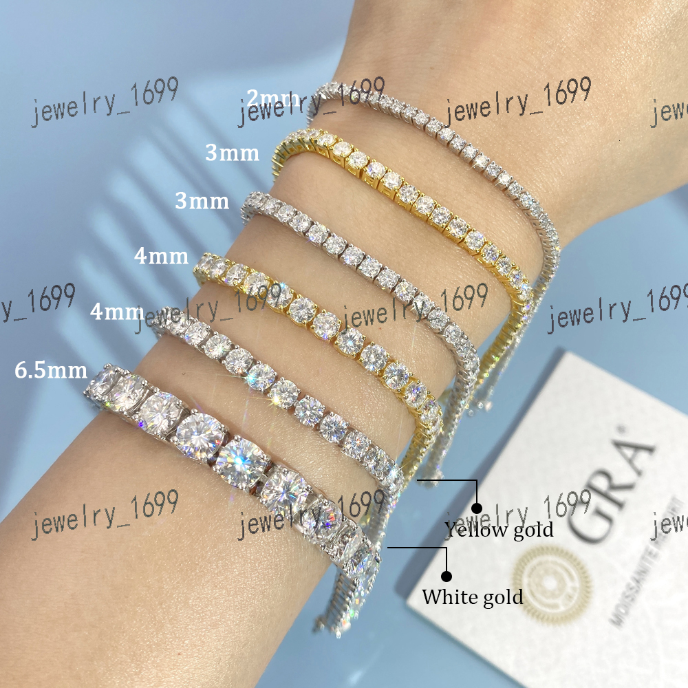 Luxury Unisex Jewelry 3mm 4mm 6.5mm Ice Tennis Bracelet 925 Sterling Silver Moissanite Tennis Chain Gift Woman Man
