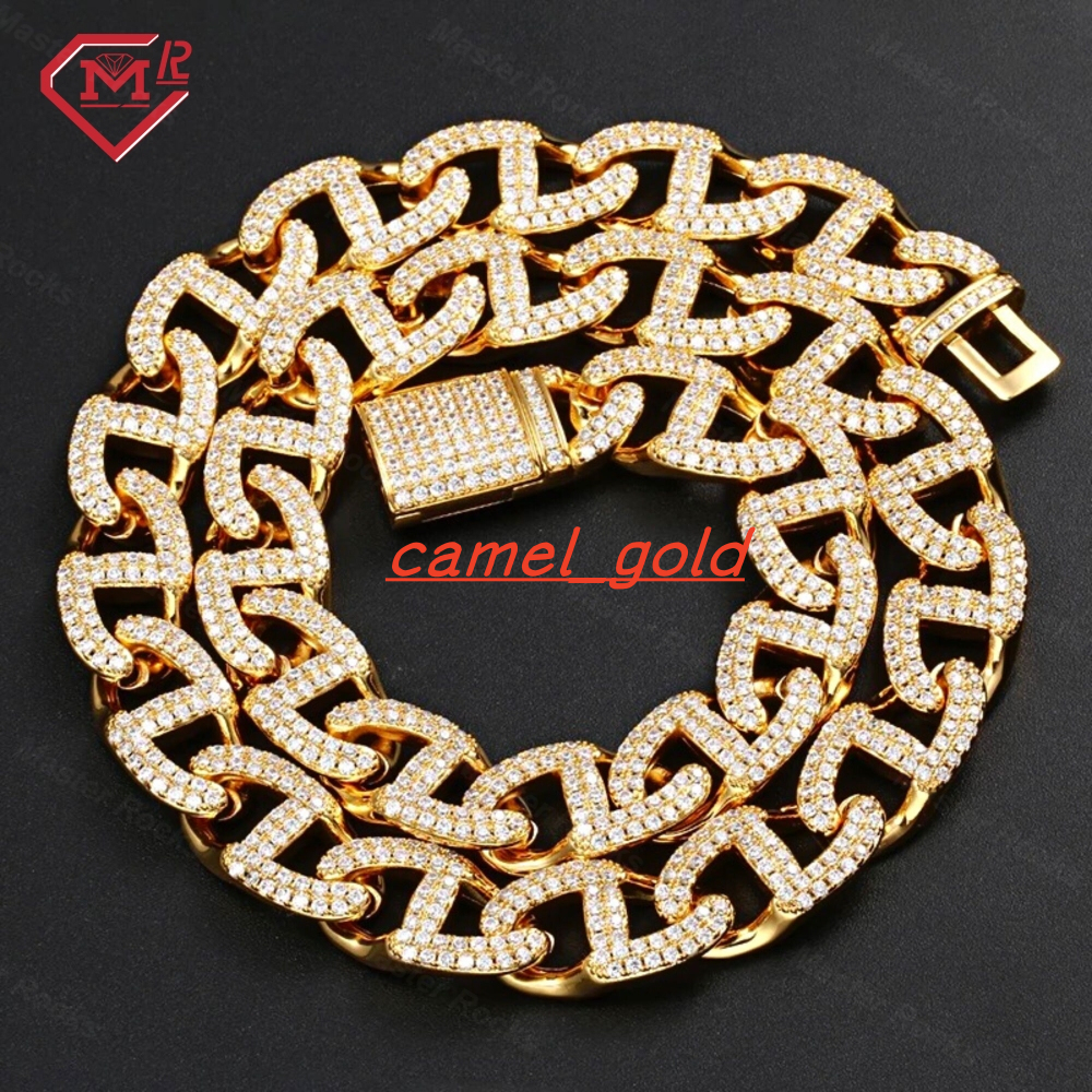 12mm Cuban Link Chain Figaro Chain Hiphop 925 Silver Gold Plated Iced Out Moissanite Cuban Chain