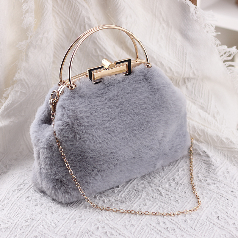 Free shipping designer luxury Real Fur Rex Rabbit Fur Fashionable Stylish Spring New Trendy Women's Bag Handbag Shoulder Crossbody Chain Bag ca
