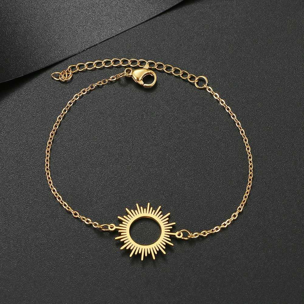 Stainless Steel Bracelets Bohemian Circle Hollow Out Round Fashion Chain Charm Bracelet For Women Jewelry Party Friend Best Gift XJ250804