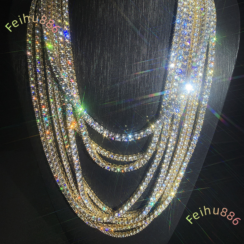 Wholesale Hip Hop 925 Sterling Silver Vvs Real Moissanite Tennis Chain Necklace Ice Out Diamond 3mm 4mm 5mm Black Men