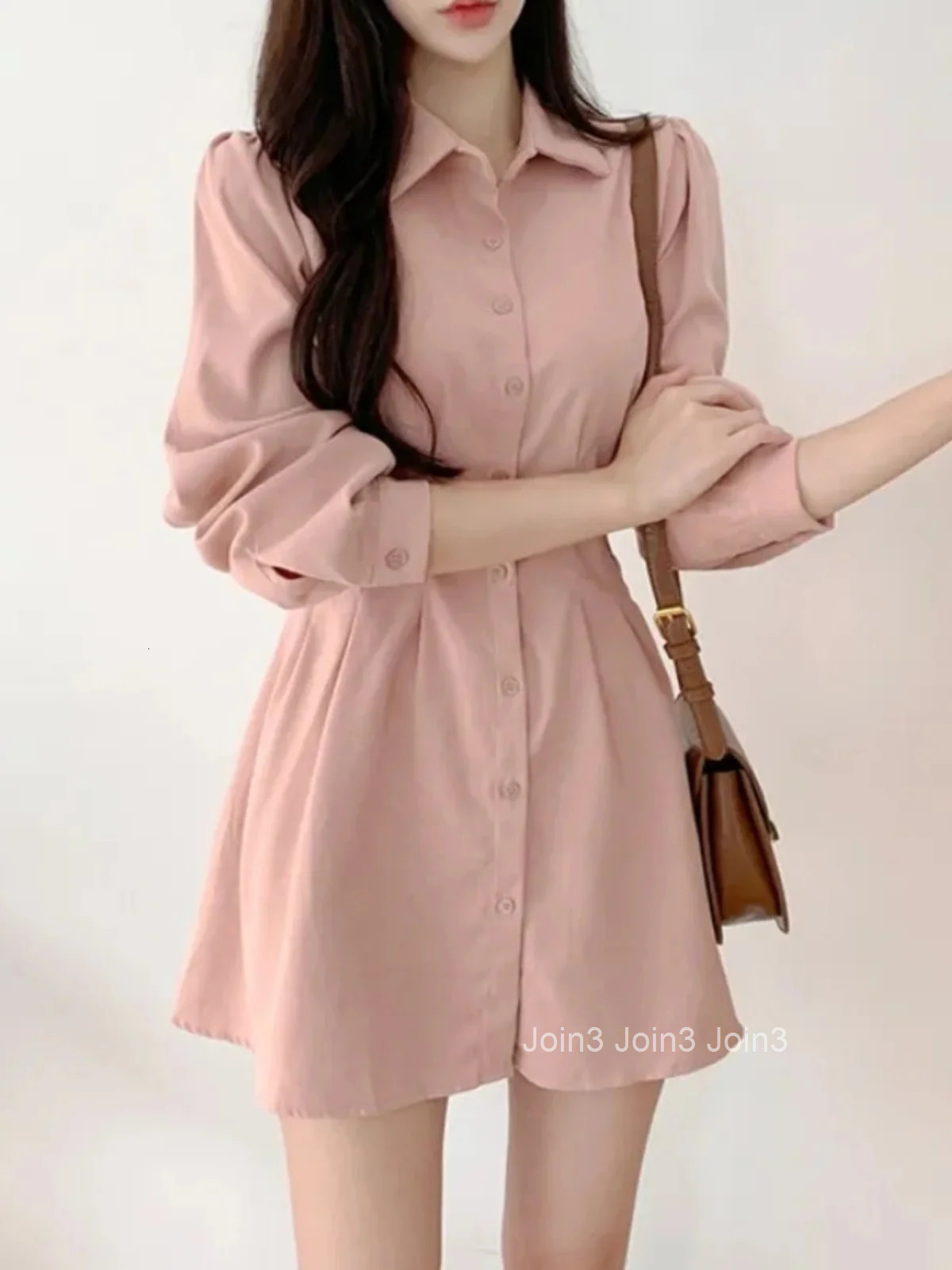 Slimming Long Sve irt Dr Womens Spring Autumn A-Line Base Layer irt Dr Waist-Cinching Ele Lady Sle