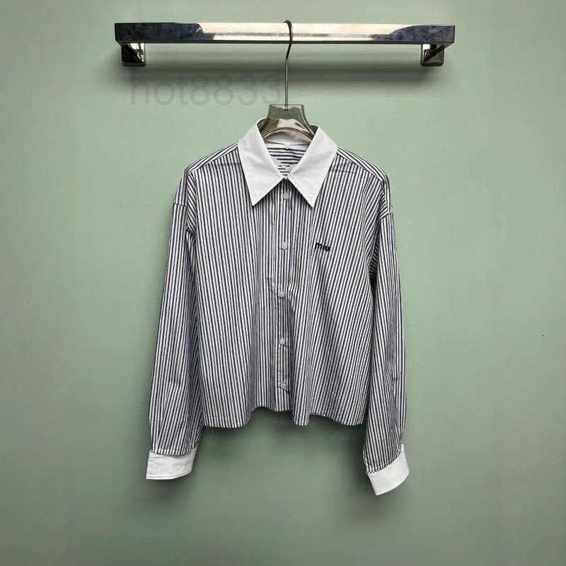 Women's Blouses & Shirts Designer 2025 Autumn New Style Women's Fashion Casual Cuff Patchwork Turn-down Collar Striped Shirt 9056 5R4M
