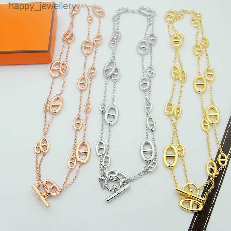 2025 new OT buckle neckle sweater chain luxury brand H neckle classic pig nose neckle stainless steel designer jewelry for women T250804