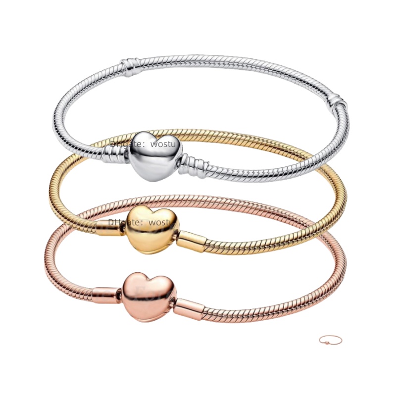 Bracelet designer heart Bracelets necklace For Women with box 925 silver rose gold Charms bracelet High quality Snake Chain luxury Jewelry wedding C