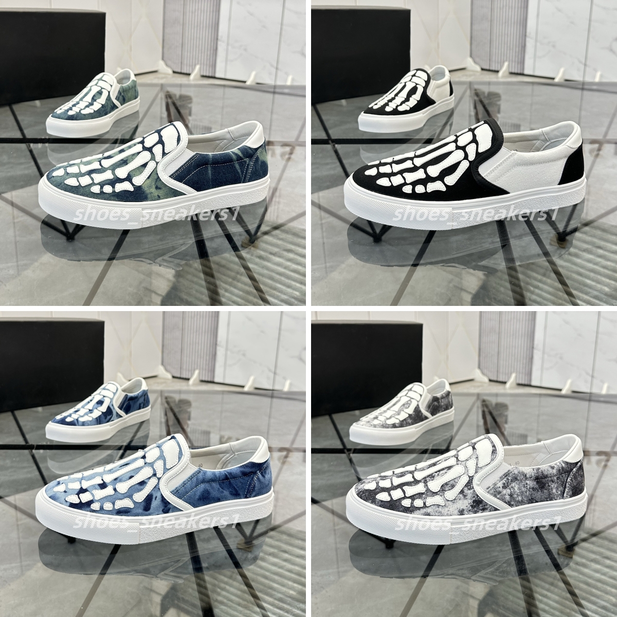 Skel-Toe Slip on Shoes Designer Os Bos Low-Top Tolevas Chaussures Men de luxe Chaussures décontractées Chaussures de bateau Soft Soft