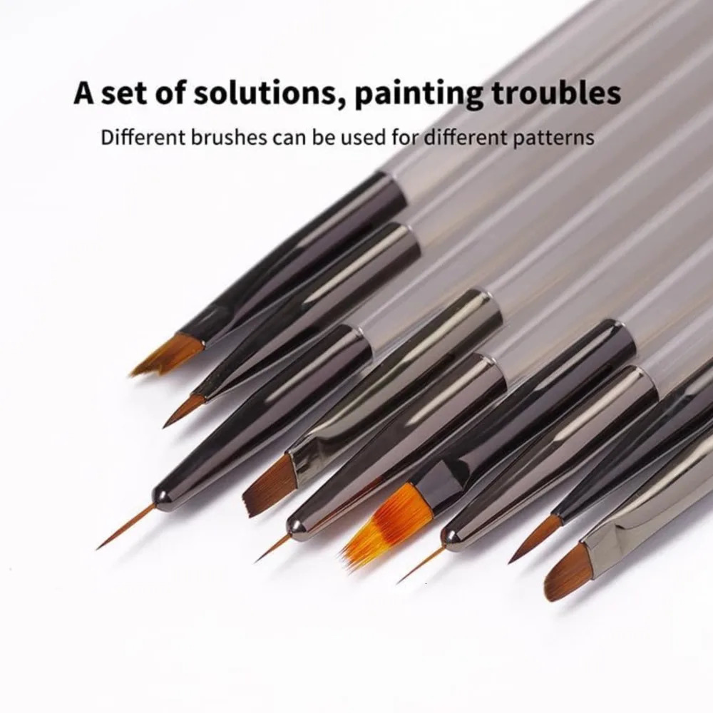 9PCS UV Gel Nail Brush Liner DIY Painting Pen Manicure Acrylic Drawing Brush for Nail Art Nails Tip Display Painting Tool 250730