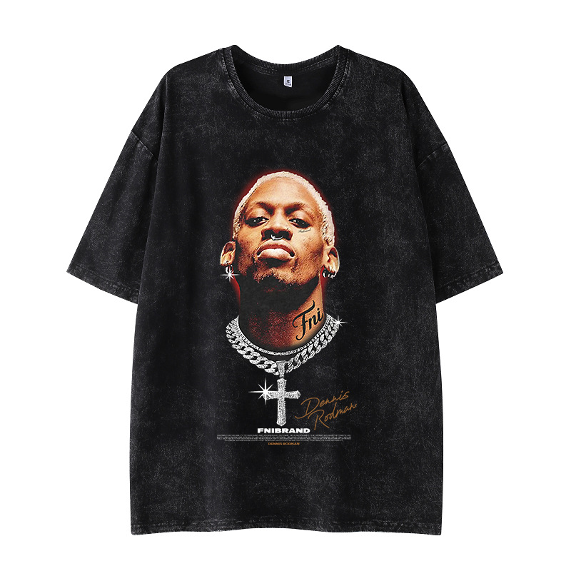 Fashion Designer Iverson High Street Retro Aging Sports Basketball Mens Clothing Loose Tee Shirt Homme Short Sleeve Round Neck Printing Pullover T-S